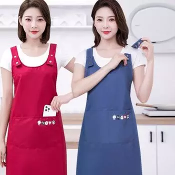 Дышащий фартук для готовки, маслостойкий, водонепроницаемый, фартук для шеф-повара, рабочая форма, стильный женский фартук красный
