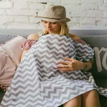 Дышащий фартук для кормления грудью с цветочным принтом, одеяло для беременных Navy Blue Stripes