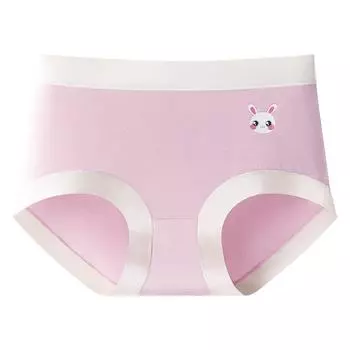 Дышащий хлопок для учащихся средних школ, чистый хлопок со средней талией, простое и модное свежее нижнее белье для девочек, шорты S розовый
