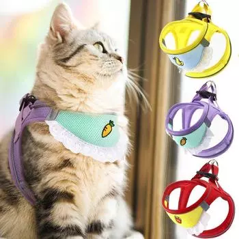 Дышащий комплект из шлейки и поводка для домашних животных, дизайн нагрудника для слюней, сетчатый нагрудный ремень, ошейник для собак, жилет для щенков XXS жёлтый