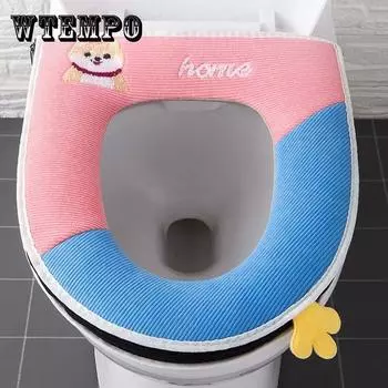 Дышащий льняной чехол на сиденье для унитаза, бытовой летний водостойкий коврик на сиденье для унитаза на молнии, милый вышитый коврик для крышки ванной комнаты, тканевые подушечки для унитаза зелёный