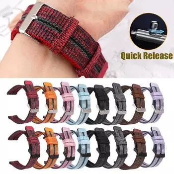 Дышащий нейлоновый ремешок для часов. Регулируемый эластичный нейлоновый браслет шириной 22 мм. 22mm