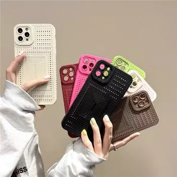 Дышащий охлаждающий чехол из ТПУ для телефона с рассеиванием тепла для iPhone 11 12 13 14 Pro Max 15 Plus 7 8 Plus X XS XR SE 2020 2022, мягкий силиконовый чехол iPhone 11Pro коричневый