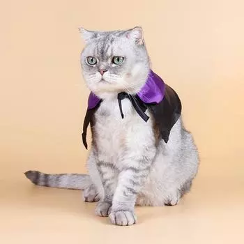 Дышащий плащ для питомца на Хэллоуин, регулируемый костюм для косплея кошки, головной убор для фестиваля призраков L