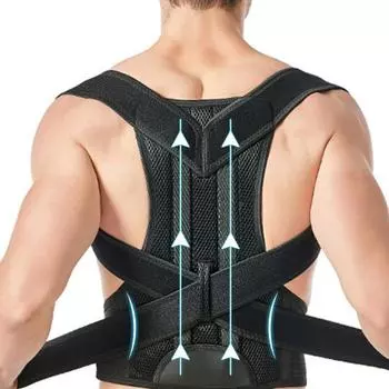 Дышащий пояс для мужчин и женщин, поддерживающий плечо и спину, корректирующий пояс против горбуна S чёрный