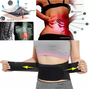Дышащий регулируемый бандаж для поддержки спины, пояс для поддержки поясницы, бандаж для спины для мужчин и женщин L чёрный
