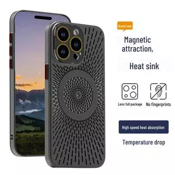 Дышащий сетчатый чехол для iPhone15Pro и 14Pro с функцией рассеивания тепла, магнитная зарядка, защитное покрытие с приятными на ощупь свойствами. iPhone 14 Pro Max