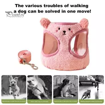 Дышащий сетчатый поводок-переноска для домашних животных с тяговой веревкой. Легко чистящаяся переноска для собак маленьких и средних размеров. L розовый