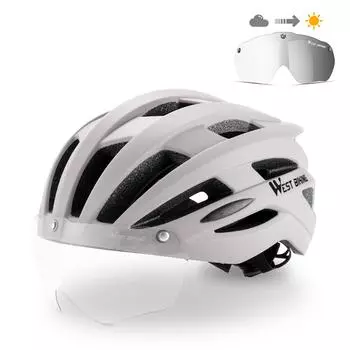 Дышащий шлем для верховой езды со съемными очками, меняющими цвет, интегрированный велосипедный шлем розовый