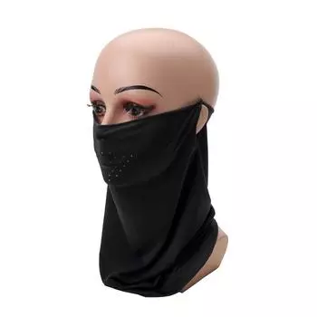 Дышащий солнцезащитный крем, маска из ледяного шелка, солнцезащитный крем для шеи, впитывающий мужской и женский чехол, полный One Size чёрный