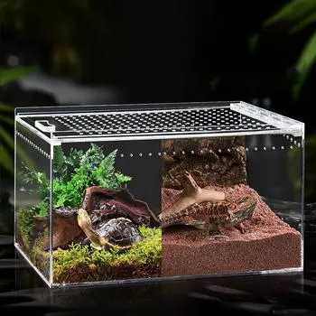 Дышащий террариум для ящериц, место обитания, акриловая клетка для кормления ящериц, ящик для разведения рептилий, дом S