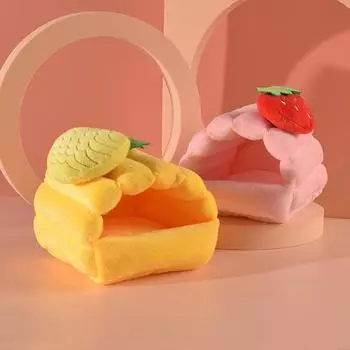 Дышащий удобный теплый спальный домик для маленьких животных для морской свинки, кролика, хорька, ежа S розовый