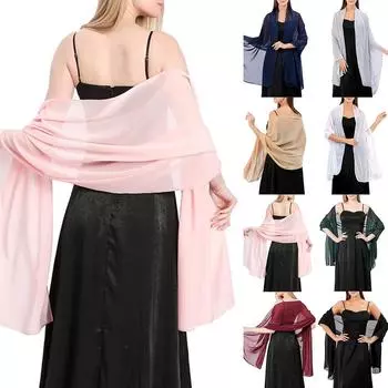 Дышащий женский шарф из шифона, удобный, элегантный золотистый