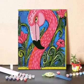 DZ-5732 Цифровая картина маслом Акварельный пейзаж Голова фламинго DIY Живопись Цифровой комплект Украшение гостиной Картина Рождественский подарок разноцветный