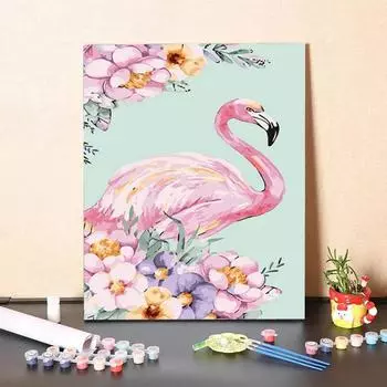 DZ-5746 Цифровая картина маслом Акварель Ручная роспись Красивая картина с изображением фламинго Цифровой комплект Украшение гостиной Картина Рождественский подарок