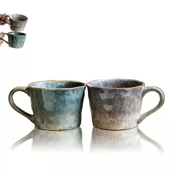 DZANNC парная глазурованная кружка для воды, кофе, парная 350 мл Подходит для микроволновой печи и посудомоечной машины Ко Дню пожилого человека [Идеальный подарок, набор] С печным изменением