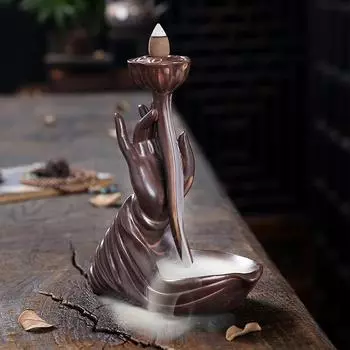 Дзен Медитация Цветок Лотоса Водопад Курильница Подходит для Домашней Йога Комнаты и Офиса Декор Внутренний Фонтан Для Благовоний Домашний Декор