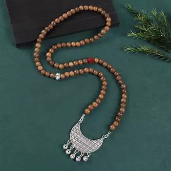 Дзен ожерелье сандаловое бусины женское ретро нишевый дизайн длинная цепочка для свитера аксессуары