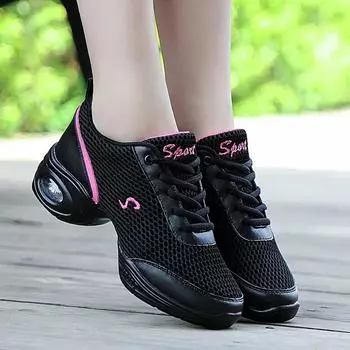 Джазовые танцевальные туфли женские Весенние танцевальные туфли с мягкой подошвой Женская сетчатая дышащая нескользящая спортивная обувь EU41/CN42 белый