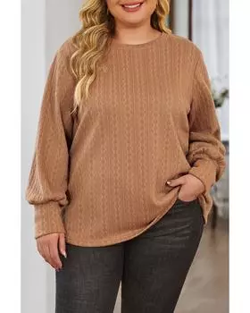Джемпер Azura Exchange Khaki Subtle Cable Knit Plus Size 1X хаки