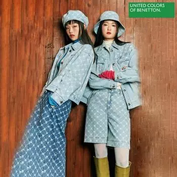 Джемпер Benetton Benetton с принтом логотипа по всей поверхности Bajp06111 Lb light blue/42