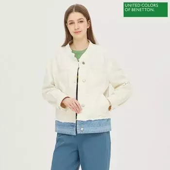 Джемпер цвета денима с вышивкой на спине Benetton Benetton Bajp56231 Iv Ivory/42