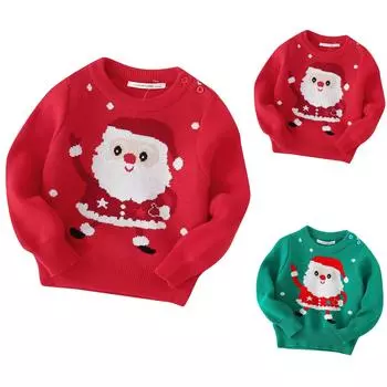 Джемпер, хлопковая нижняя рубашка для мальчиков, пуловер для девочек, детский вязаный джемпер для средней школы 100 красный