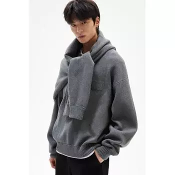 Джемпер свободного кроя HM, темно-серый меланжевый S