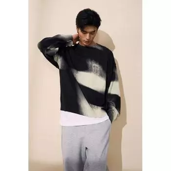 Джемпер тонкой вязки свободного кроя HM с черным узором M