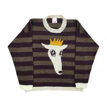 Джемпер Y2K с круглым вырезом, полосатый, с длинным рукавом, в стиле ретро, вязаный свитер M