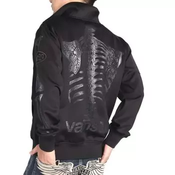 Джерси BONE Skull Bone 3D Print Oval Patch Jersey Track Jacket Black x Black [Banson] [Весна 2025] & NVSZ-2503 (JP, Алфавит, L, (В))