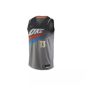 Джерси Nike НБА Пол Джордж Сити издание Swingman Thunder No. 13 Мужской Джерси Градиент-Серый 912134-041 XXL