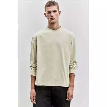 Джерси с длинными рукавами HM свободного кроя светло-бежевого цвета XS