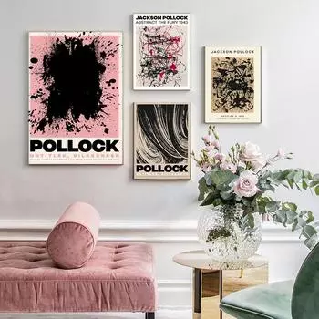 Джексон Поллок Абстрактная живопись Изобразительное искусство Репродукции Галерея Выставочные плакаты Современная настенная живопись на холсте Картины Домашний декор без рамки 21*30cm No Frame
