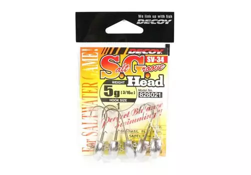 Джиг-головка Decoy SV-34 Salt Groove SG Размер головки 1,5 грамм (8021)
