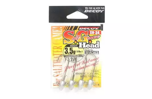 Джиг-головка Decoy SV-34 Salt Groove SG Размер головки 2/0, 3,5 грамма (6363)