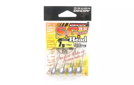 Джиг-головка Decoy SV-34 Salt Groove SG Размер головки 2/0, 7 грамм (6387)