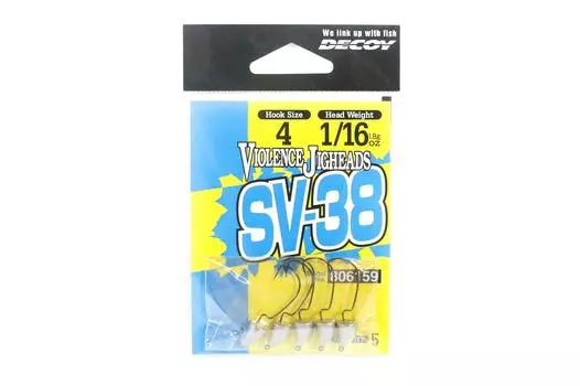 Джиг-головка Decoy SV-38, крючок Darting Violence, размер 4, 1/16 унции (6159)