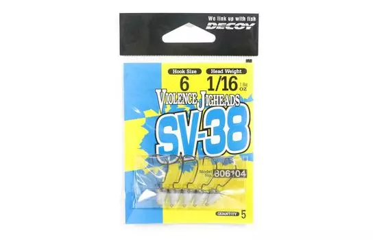 Джиг-головка Decoy SV-38, крючок для стрельбы по джигу, размер 6, 1/16 унции (6104)