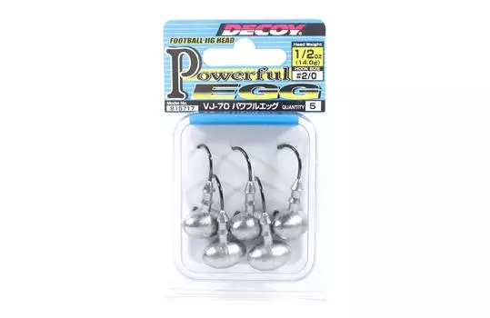 Джиг-головка Decoy VJ-70 Крючок для джиг-головки Powerful Egg Football, 2/0,1/2 унции (5717)