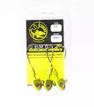 Джиг-головка Tackle Tactics TT Demonz 1/4 унции 3/0H 3 шт. в упаковке, зеленый (7419)