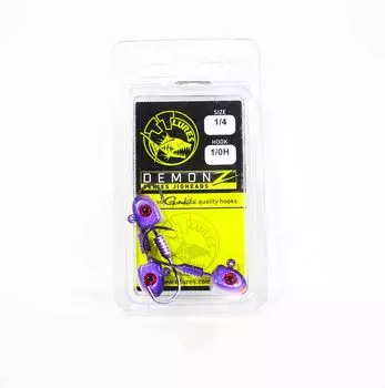 Джиг-головка Tackle Tactics TT Demonz 1/4 унции 1/0H 3 шт./упаковка Фиолетовый Минноу (7525)