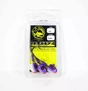 Джиг-головка Tackle Tactics TT Demonz 3/8 унций 3/0H 3 штуки в упаковке Purple Minnow (7624)