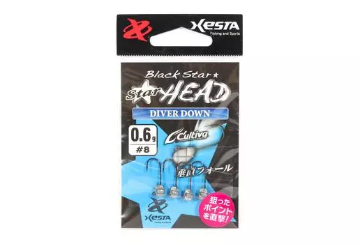 Джиг-головка Xesta Black Star Head Diver Down 0,6 грамм, крючок, размер 8 (0816)