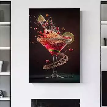 Джин-коктейль, современный космополитический напиток, обои, постеры и принты, холст, живопись, настенные художественные картины для гостиной, домашний декор, без рамки 21*30cm