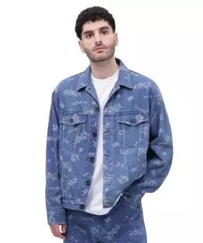 ДЖИНСОВАЯ КУРТКА ИЗ ЖАККАРДА С МЕТКОЙ ЖАККАРДОВАЯ ДЖЕКТРОВАЯ КУРТКА М 369 Стирка Б/У [Avirex] Мужская 783-4252027