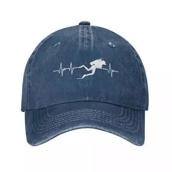 Джинсовая бейсболка с капюшоном для дайвера Hearbeat, шляпа Snapback для папы, кепка для подводного плавания с аквалангом, сезон весна-лето, повседневная кепка Casquette Gorras One Size