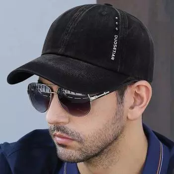 Джинсовая бейсболка с заклепками и буквами для мужчин и женщин, винтажная однотонная шляпа от солнца в стиле хип-хоп, спортивная шляпа для дальнобойщика на открытом воздухе чёрный