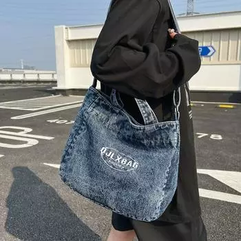 Джинсовая большая сумка большой емкости для женской моды, отдыха, художественного стиля, сумка Ruiying, ретро-сумка на одно плечо с диагональным крестом