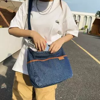 Джинсовая холщовая сумка, женская сумка на плечо, рюкзак для колледжа светло-синий
